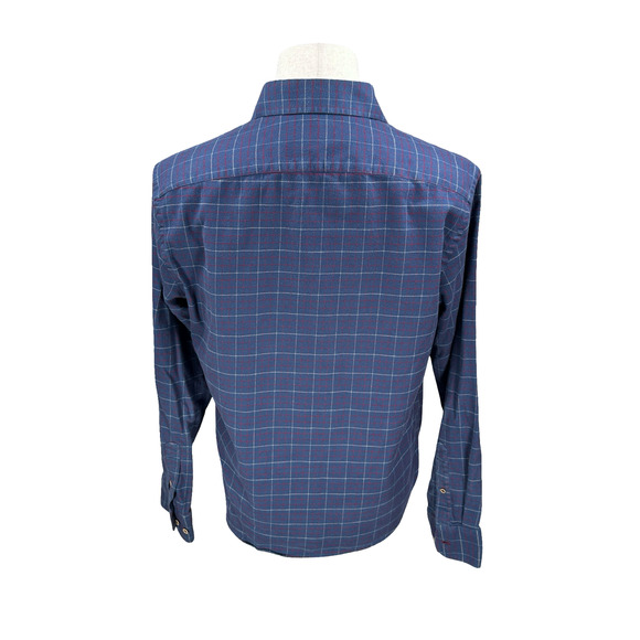 Untuckit Flannel Shirt Men’s Medium Blue Windowpane Check Long Sleeve Button-Up - Picture 5 of 9